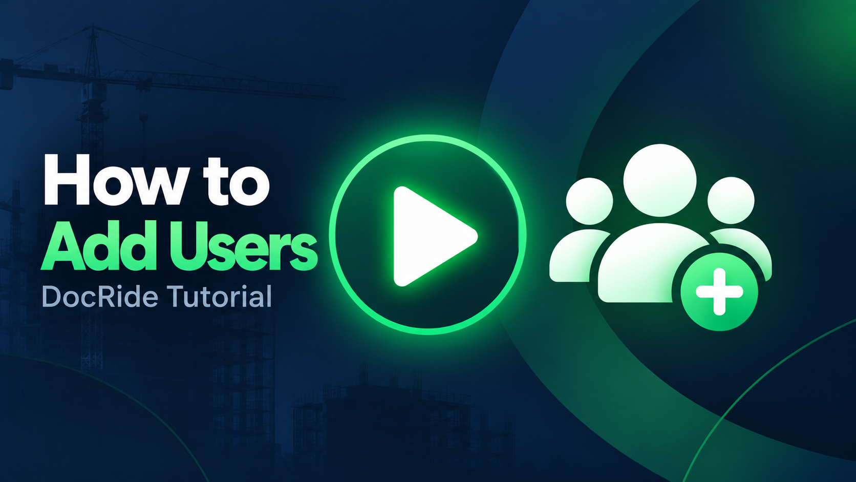 How to Add Users: DocRide tutorial video thumbnail with a play button and team icon.